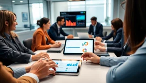 Showcasing CRM integration dashboards in a collaborative business environment.