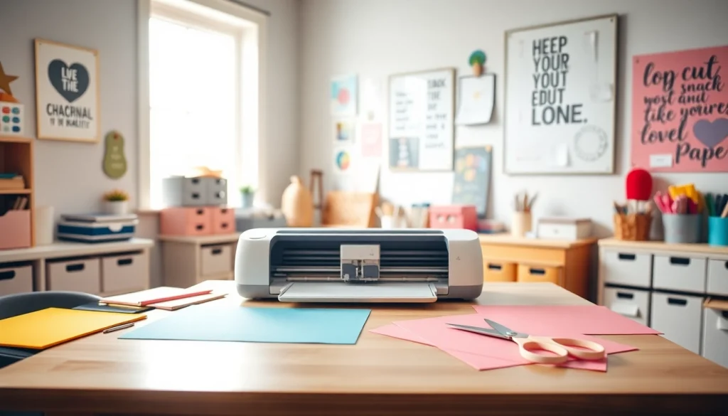 Discover a vibrant workspace with SVG cut files free download tools and materials on display.