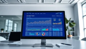 Track SEO performance efficiently with the SEO Rank Tracker interface on a modern computer.