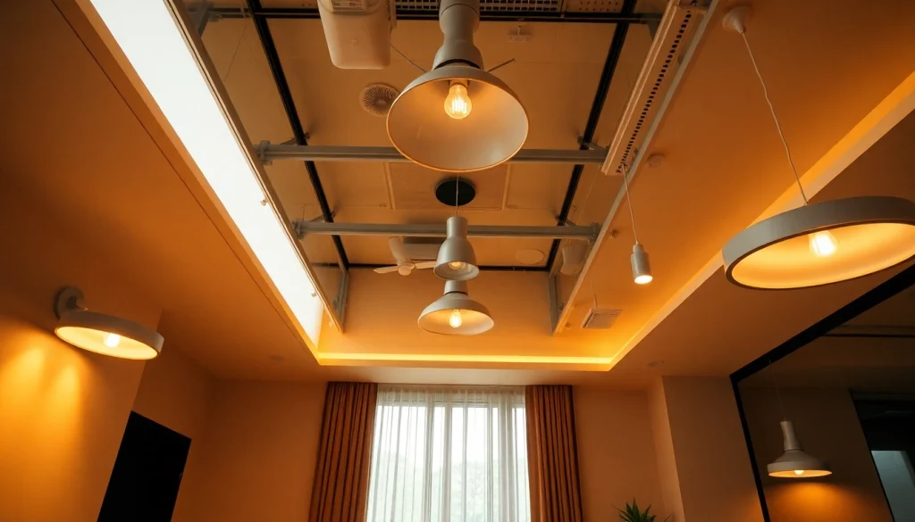 Showcasing innovative lighting solutions with elegant fixtures in a warm and inviting setting.