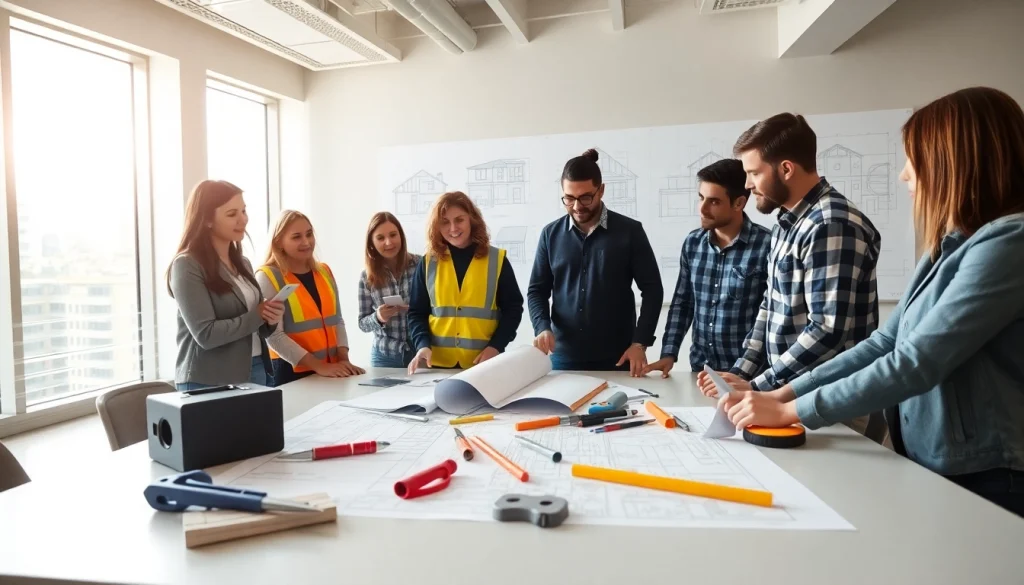 Engaging construction education session with students learning in a professional environment.