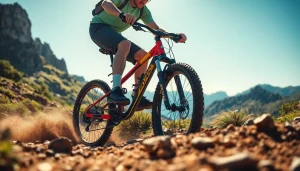 Freelock in action during a mountain biking adventure in rugged terrain, showcasing dynamic movement.