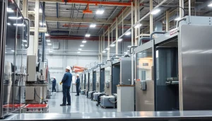 Manufacturing employees actively working with advanced machinery at fab tech Industries inc.