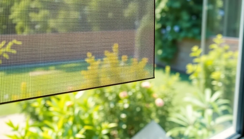 Mosquiteras elegantes y funcionales instaladas en una ventana moderna.