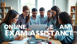 Students utilizing online exam assistance tools in a collaborative study environment.