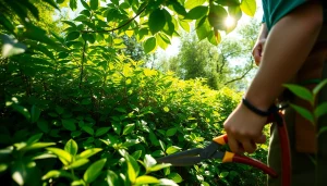 Effective Japanese Knotweed Removal expert tackling invasive plants in a vibrant garden.