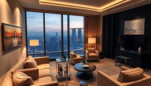 Exclusive Singapore escort hotel suite featuring luxury decor and skyline views.