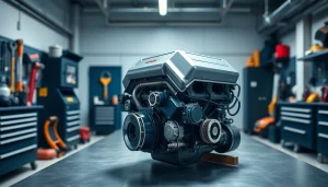 Showcasing high-performance Approved Engines in a professional automotive workshop